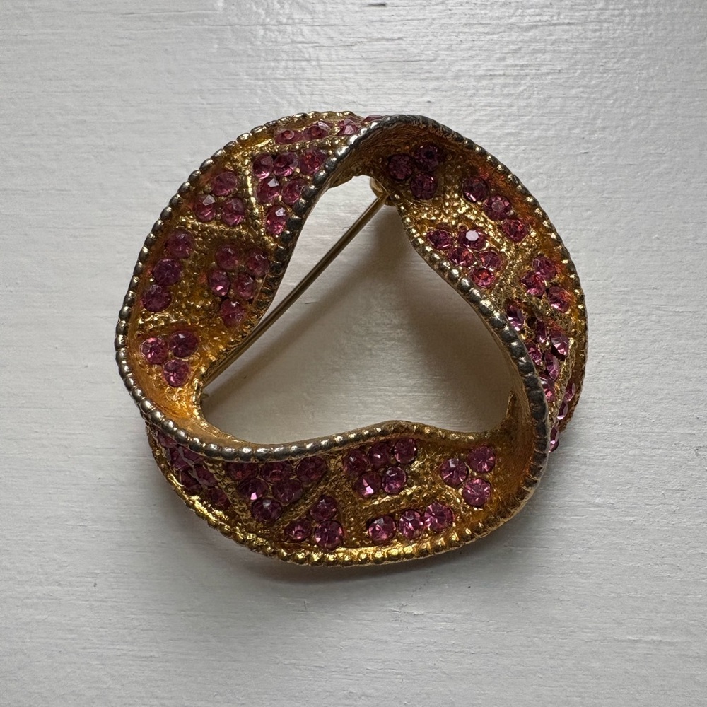 Gold and Pink Brooch